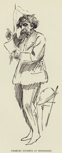Charles Dickens bij Repetitie door Harry Furniss