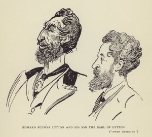 Edward Bulwer Lytton en zijn zoon de graaf van Lytton, Owen Meredith door Harry Furniss