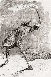 Illustratie voor de roman Barnaby Rudge van Charles Dickens door Harry Furniss