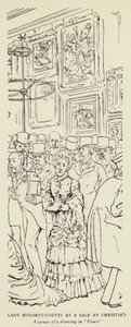 Lady Burdett-Coutts bij een Verkoop bij Christies door Harry Furniss