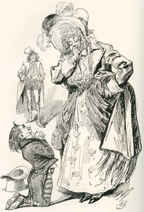 Majoor Tpschoffki. Illustratie door Harry Furniss voor een kerstverhaal van Charles Dickens, Going Into Society, uit The Testimonial Edition, gepubliceerd in 1910.