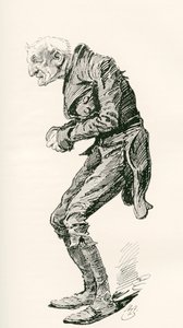 Old Chuffey. Illustratie door Harry Furniss voor de roman Martin Chuzzlewit van Charles Dickens, uit The Testimonial Edition, uitgegeven 1910. door Harry Furniss
