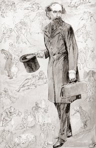 The Uncommercial Traveller. Illustratie door Harry Furniss voor het korte verhaal The Uncommercial Traveller uit The Christmas Books van Charles Dickens, uitgegeven in The Testimonial Edition van 1910. door Harry Furniss