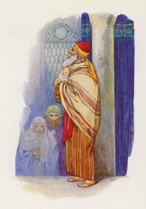 "Heer, laat Gij Uw dienaar nu in vrede vertrekken" (kleurenlitho)