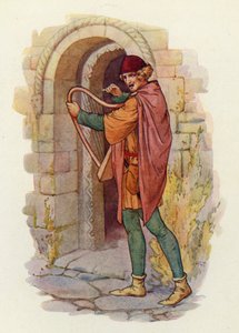 De roem van Robin Hood ging door alle graafschappen in het Midland; zelfs tot in Londen zelf, en de balladen over zijn daden begonnen te worden gezongen (kleurenlitho)
