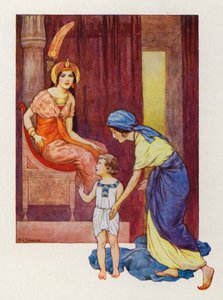 De moeder van Mozes bracht hem naar de prinses (kleurenlitho) door Harry George Theaker