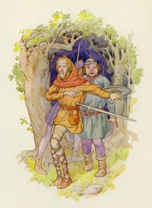 "De elfjes zijn in het buitenland," fluisterde de een tegen de ander (kleurenlitho)