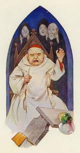 Ze zeggen dat Abt Hugo raasde van woede (kleurenlitho) door Harry George Theaker