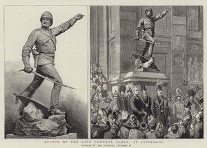 Standbeeld van de overleden generaal Earle, in Liverpool door Harry Hamilton Johnston