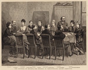 De nood in Ierland, het hulpcomité van de hertogin van Marlborough door Harry Hamilton Johnston