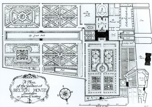 Een Plan van de Tuinen bij Belton House, Lincolnshire, zoals vroeger bestaand, ca. 1900 door Harry Inigo Triggs