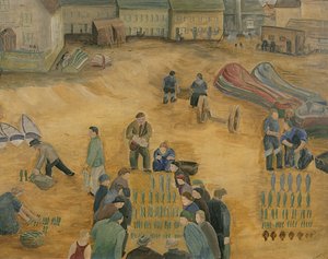 Vismarkt, 1938 door Harry Mitten Wilson