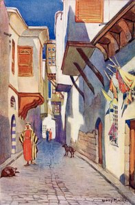 Een straat in Damascus, Syrië, ca. 1910, uit A Book of Modern Palestine van Richard Penlake, gepubliceerd ca. 1910. door Harry Morley