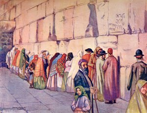 De Klaagmuur, Jeruzalem, Palestina, ca. 1910, uit A Book of Modern Palestine van Richard Penlake, gepubliceerd ca. 1910.