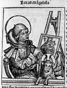 Afbeelding van de Evangelist Sint Lucas. Gravure uit 