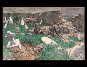 Machinegeweerstelling, ca. 1918 (olieverf op doek)
