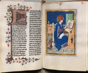 Evangelieboek met Evangelistenportretten: Gedecoreerde Initiaal door Hausbuch Master