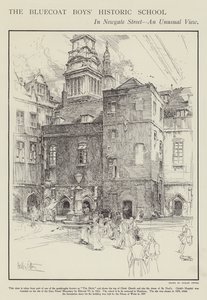 De historische school van de Bluecoat Boys in Newgate Street, Londen door Hedley Fitton
