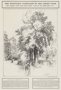 Het voorgestelde vandalisme in het Green Park, Londen