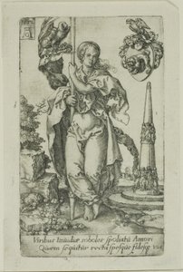 Liefdadigheid, uit de Deugden door Heinrich Aldegrever