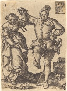 Dansend Paar, 1551 door Heinrich Aldegrever
