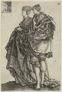 Dansend paar, plaat vier uit De Grote Bruiloftsdansers door Heinrich Aldegrever
