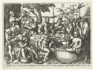 Feestmaal van de rijke man door Heinrich Aldegrever