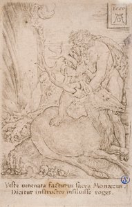 Herakles vangt de Ceryneïsche hinde, uit de serie:  De Werken van Herakles (13) door Heinrich Aldegrever