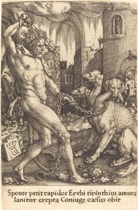Hercules en Cerberus door Heinrich Aldegrever