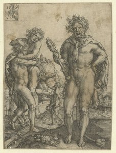 Hercules verslaat Antaeus door Heinrich Aldegrever
