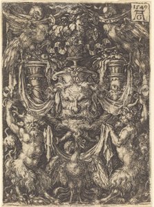 Ornament met Masker, Adelaar tussen Satyrs Beneden door Heinrich Aldegrever