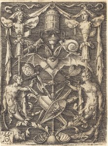 Ornament met trofee van wapens door Heinrich Aldegrever