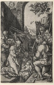 De aanbidding van de herders door Heinrich Aldegrever