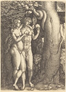 De Verleiding door de Slang door Heinrich Aldegrever