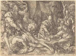 Reiziger onder dieven, 1554 door Heinrich Aldegrever