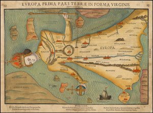 Antropomorfe kaart van Europa uit 1580 door Heinrich Bünting