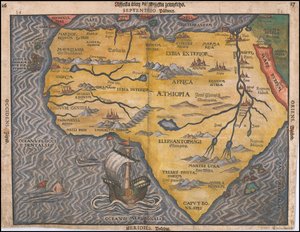 1592 kaart van Afrika in het Tsjechisch door Heinrich Bünting