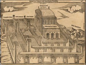 Gezicht van Heinrich Bünting op de Tempel van Salomo