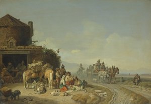 Reizigers Voor een Herberg Langs de Weg