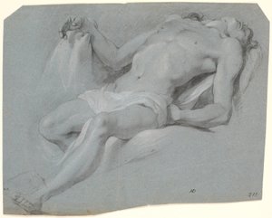 Liggende mannelijk model; studie voor Pietà? door Heinrich Dittmers