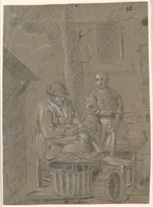 Twee vrouwen met huishoudelijke taken door Heinrich Dittmers
