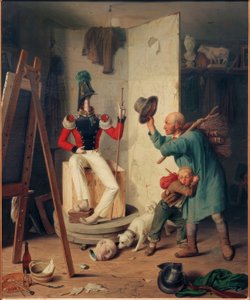 De boer in het schildersatelier door Heinrich Franz Gaudenz von Rustige