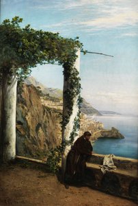 Monnik aan de kust van Amalfi door Heinrich Gogarten