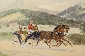 Keizer Franz Joseph I van Oostenrijk en Aartshertog Franz Ferdinand in een koets, 1900s-1910s