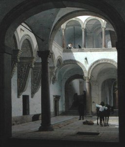 Binnenplaats van het Palazzo Fava, Bologna door Heinrich Hansen