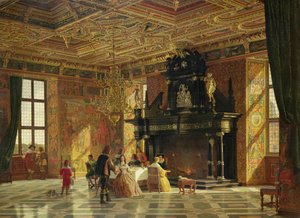 Interieur van de Ridderzaal, Paleis van Fredericksborg, nabij Kopenhagen door Heinrich Hansen