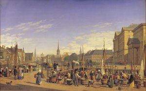 Uitzicht vanaf Gammel Strand naar Christiansborg door Heinrich Hansen