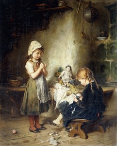 De jonge naaisters door Heinrich Hirt
