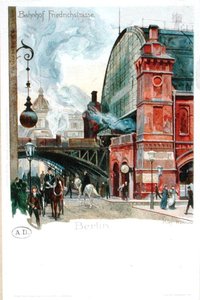 Het treinstation in de Friedrichstrasse, Berlijn, c.1900