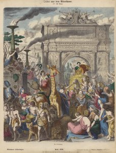 Een Romeinse triomf (gekleurde gravure)